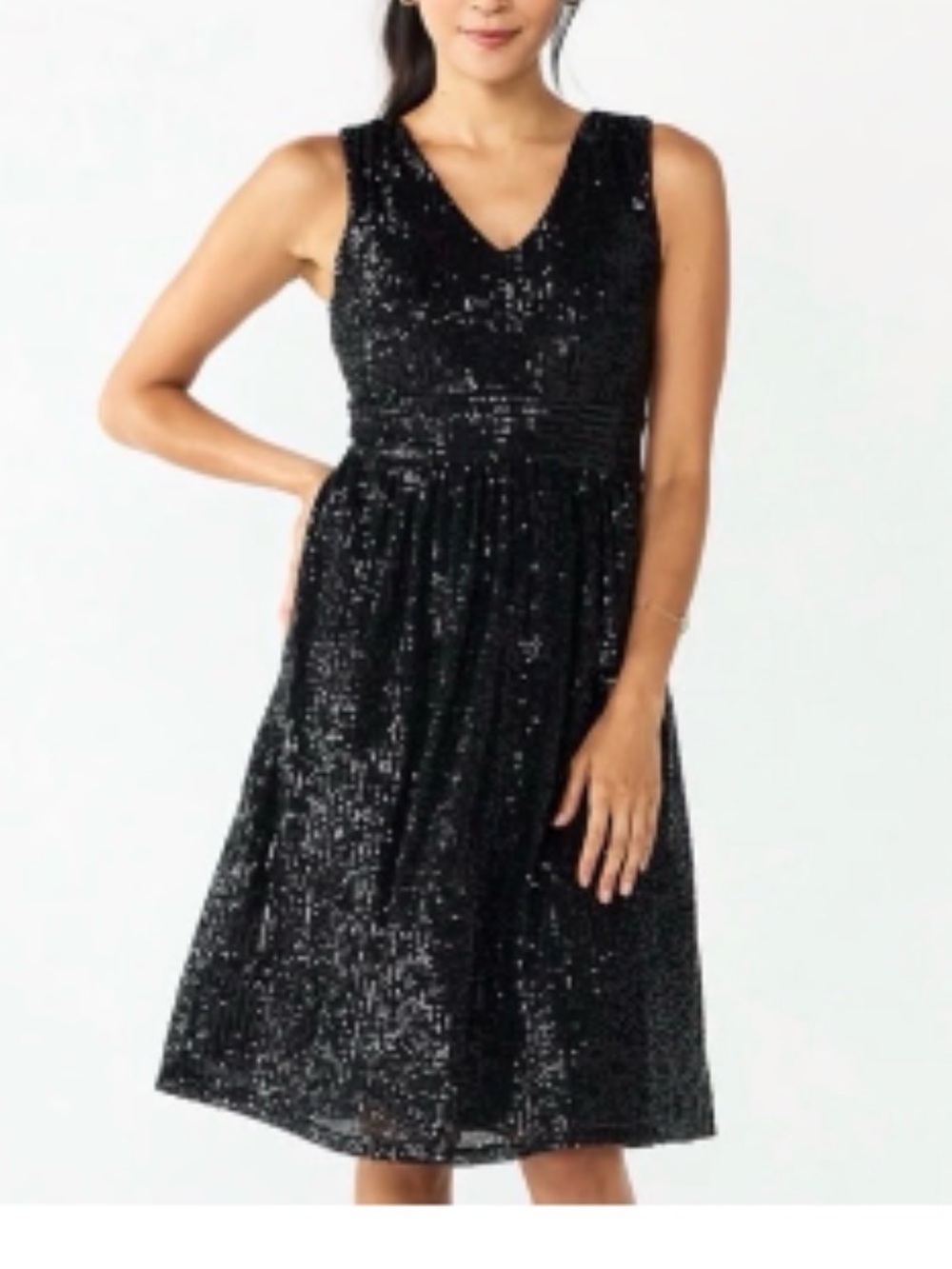 Draper James Black Sequin Midi Dress